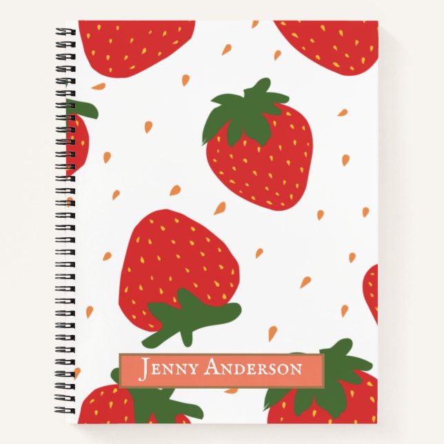 Cuaderno Monogramed lindo patrón fresas giratorias giratori (Anverso)