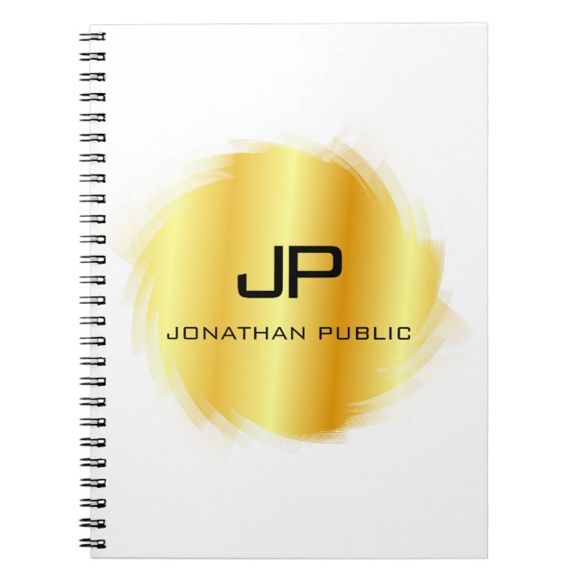 Cuaderno Monogramed Metallic Gold Look Elegant Template (Frente)
