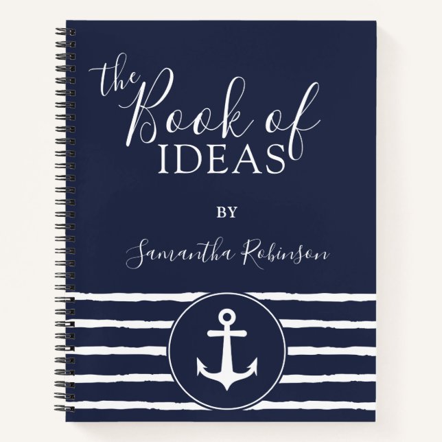 Cuaderno Monogramed Nautical Ideas Journal Navy Blue (Anverso)