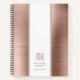 Cuaderno Monogramed Rosa Gold Brushic Metallic Business