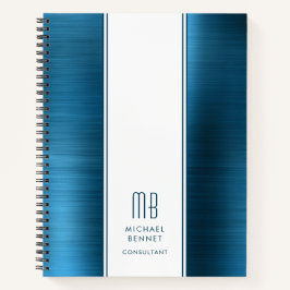 Cuaderno Monogramed Sea Blue Brushed Metallic Business