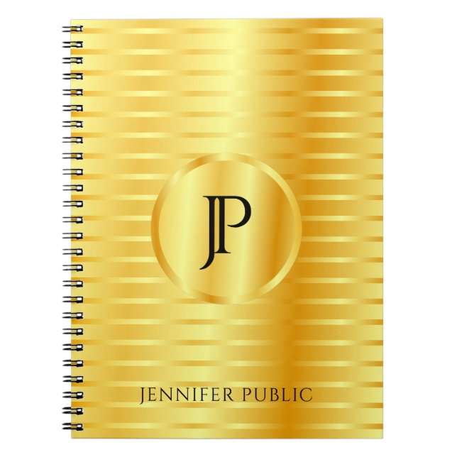 Cuaderno Monogramed Template Faux Gold Metallic Look (Frente)