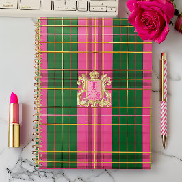 Cuaderno Monogramo clásico rosa y verde