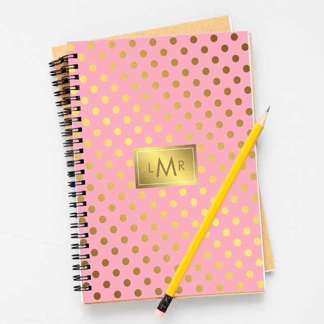 Cuaderno Monogramo de puntos de Polka en Relieve metalizado (Subido por el creador)