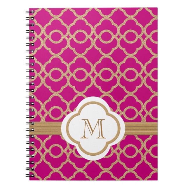 Cuaderno Monogramo Fuchsia y oro marroquí (Frente)
