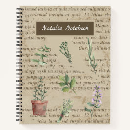 Cuaderno Monogramo Rústico herbático jardín moda