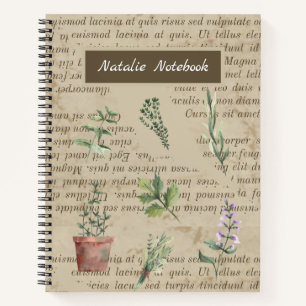Cuaderno Monogramo Rústico herbático jardín moda