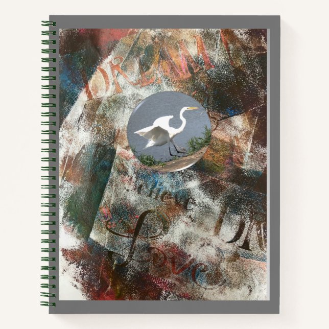 Cuaderno Monoprintado Egret Dream and Believe Spiral Journa (Anverso)
