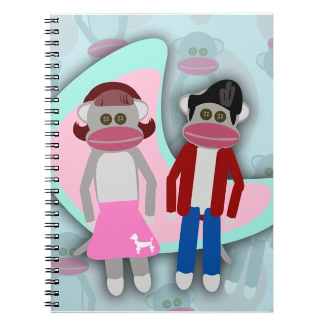 Cuaderno Monos de calcetín divertidos del Sock Hop de los c (Frente)