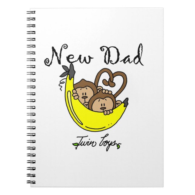 Cuaderno Monos de niños gemelos Regalos de papá nuevo (Frente)