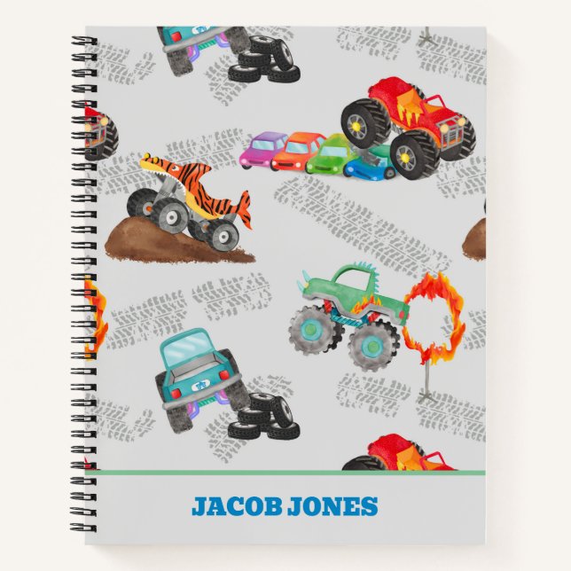 Cuaderno Monster Truck Jam Acuarela Coches Niños (Anverso)