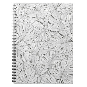 Cuaderno Monstera deja el patrón blanco negro