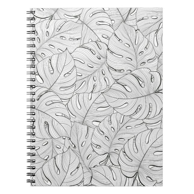 Cuaderno Monstera deja el patrón blanco negro (Frente)
