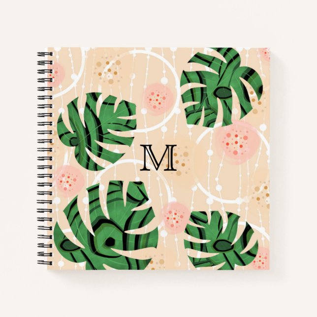 Cuaderno Monstera deja en rosa. (Anverso)