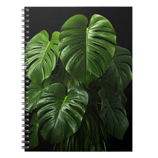 Cuaderno Monstera Deliciosa de fondo negro
