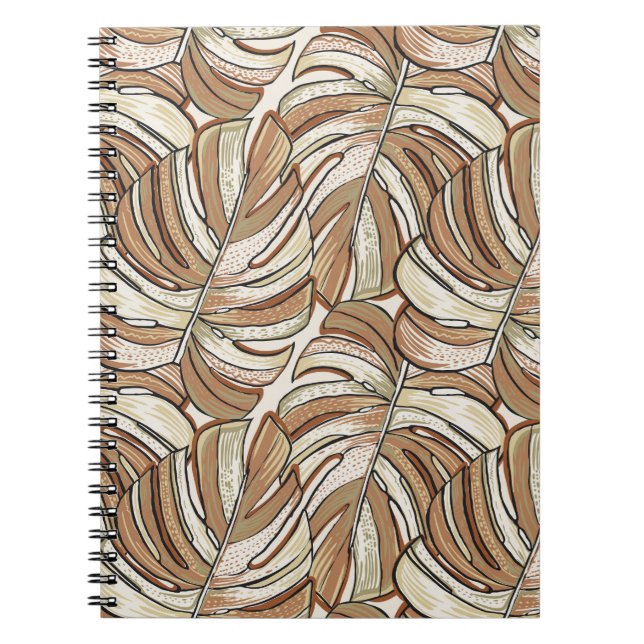 Cuaderno Monstera gráfica deja diseño tropical (Frente)