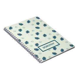 Cuaderno Monstera tropical deja monograma en azul