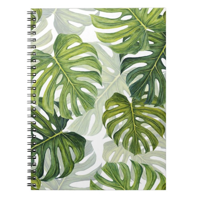 Cuaderno Monstera verde acuarela tropical (Frente)