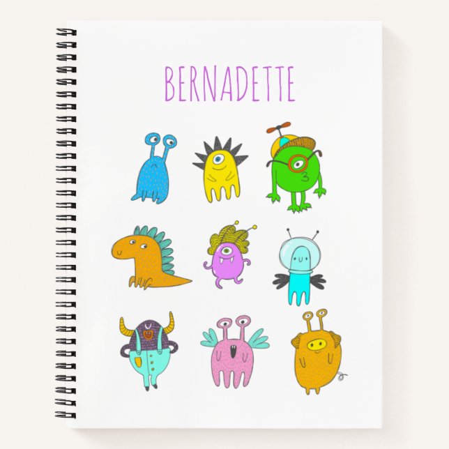 Cuaderno Monstruo de dibujos animados personalizado, lindo  (Anverso)