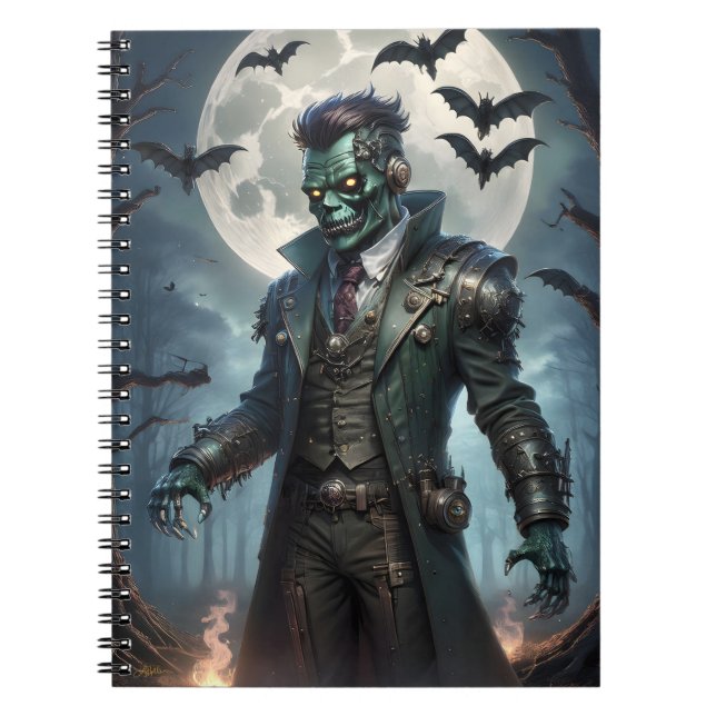 Cuaderno Monstruo de Frankenstein Steampunk de Halloween (Frente)