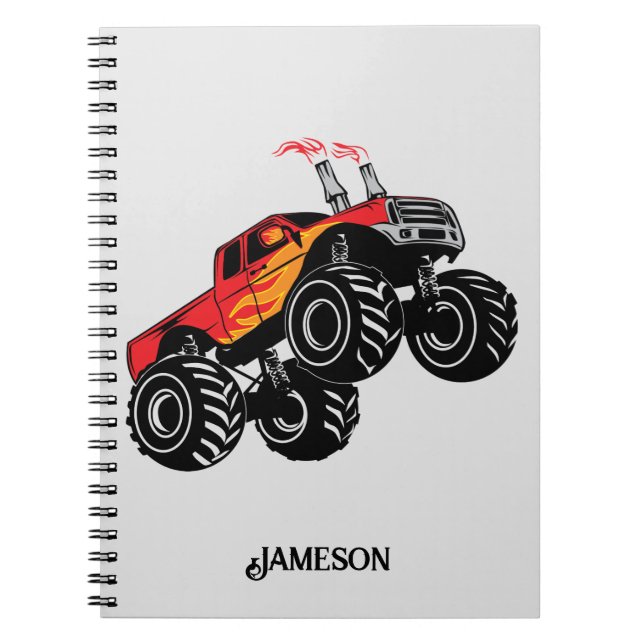 Cuaderno Monstruo negro rojo lindo Nombre personalizado (Frente)