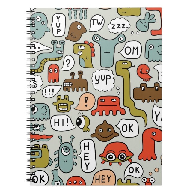 Cuaderno Monstruos de Dibujos Animados Adorables: Fondo Con (Frente)