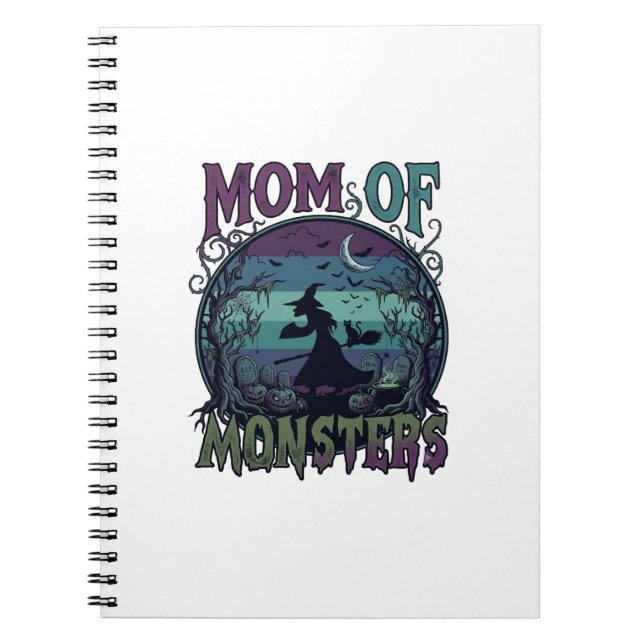 Cuaderno Monstruos de Mamá Halloween Bruja Luna Calabazas C (Frente)