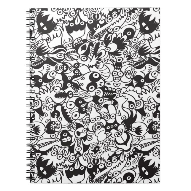 Cuaderno Monstruos de miedo en blanco y negro al estilo del (Frente)