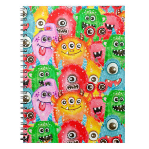Cuaderno Monstruos divertidos, Patrón de color de agua sin