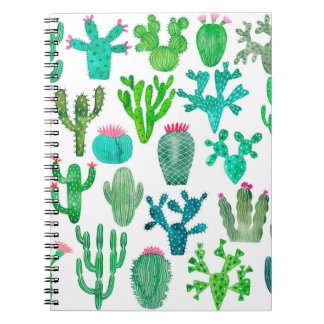 Cuaderno Montaje de cactus acuarela, ilustra la flor de cac