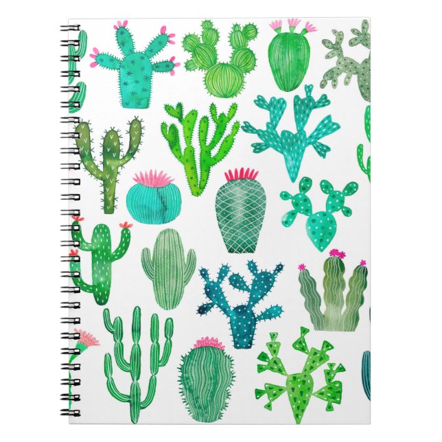 Cuaderno Montaje de cactus acuarela, ilustra la flor de cac (Frente)