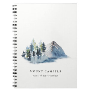 Cuaderno Montaña Rustic Snow Pine Woods Watercolor Camping