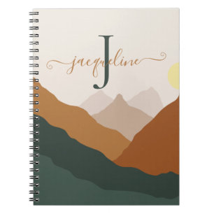 Cuaderno Montañas abstractas de acuarela vintage retro