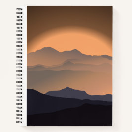 Cuaderno Montañas Bloc de notas Minimalista con atardecer