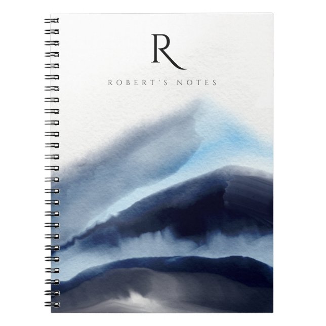 Cuaderno Montañas de acuarela glacial pintura monogramada (Frente)