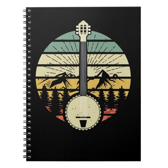 Cuaderno Montañas De Banjo Retro De Música De Guitarra Y So (Frente)