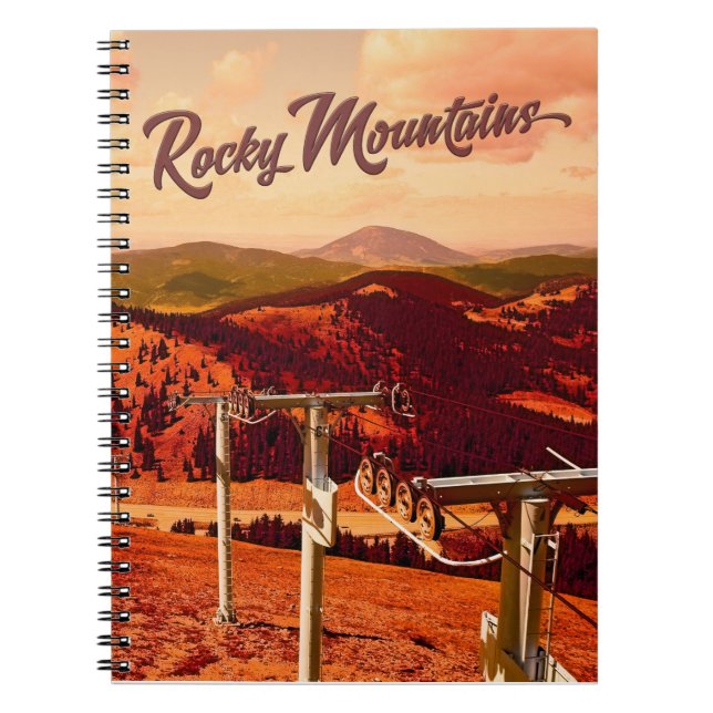 Cuaderno Montañas Rocosas Afiche de Viajes Arte (Frente)