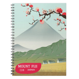 Cuaderno monte fiji Japón impresión de viaje vintage