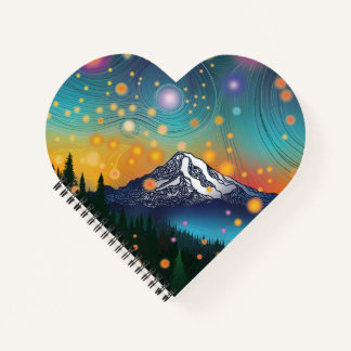 Cuaderno Monte Rainier w Evening Starry Sky y luciérnagas