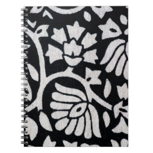 Cuaderno Montones de plantas y flores abstractas en negro