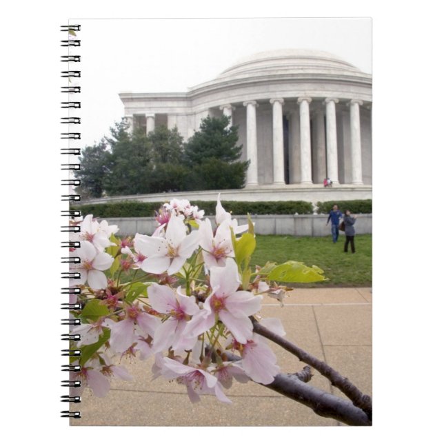 Cuaderno Monumento a Thomas Jefferson con flor de cerezo (Frente)