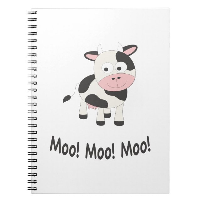 Cuaderno Moo Moo Moo Cute Personalizado vaca (Frente)