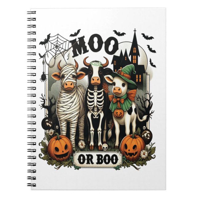 Cuaderno Moo or Boo Halloween Cow (Frente)