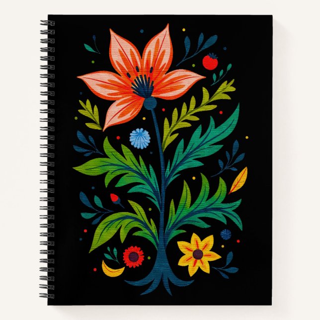 Cuaderno Moody Boho Folk Art Floral Tree Botanical (Anverso)
