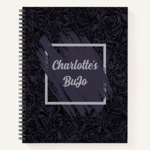 Cuaderno Moody Deep Navy Blue Floral Pattern