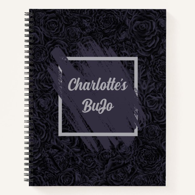 Cuaderno Moody Deep Navy Blue Floral Pattern (Anverso)