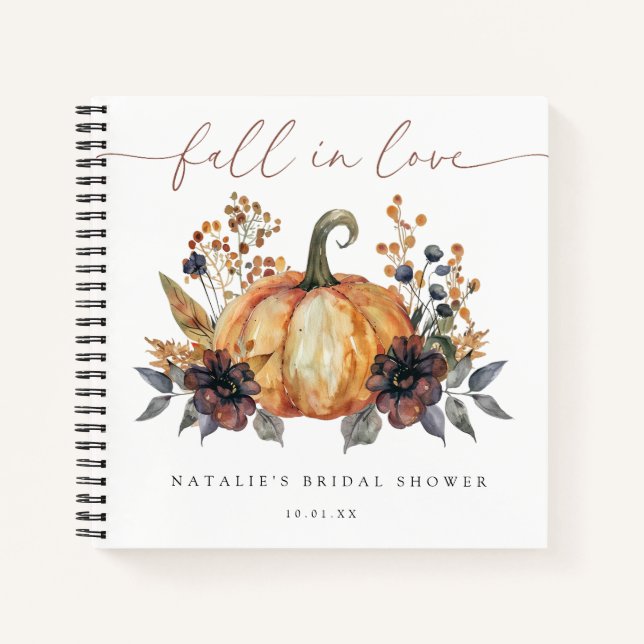 Cuaderno Moody Fall Floral Bridal Shower Guest Book (Anverso)