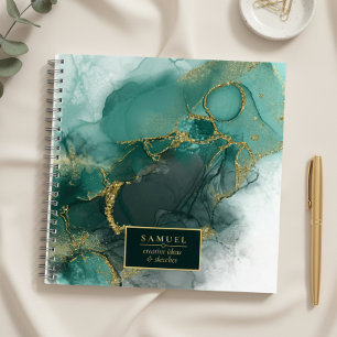 Cuaderno Moody Ink Emerald Gold Abstract ID988