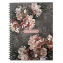Moody Pink Flowers Vintage Swirls Elegant Personal
