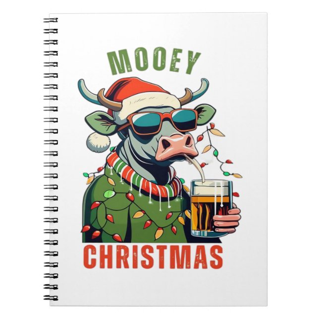 Cuaderno Mooey Navidades Highland Cow Light Santa Hat T-Shi (Frente)